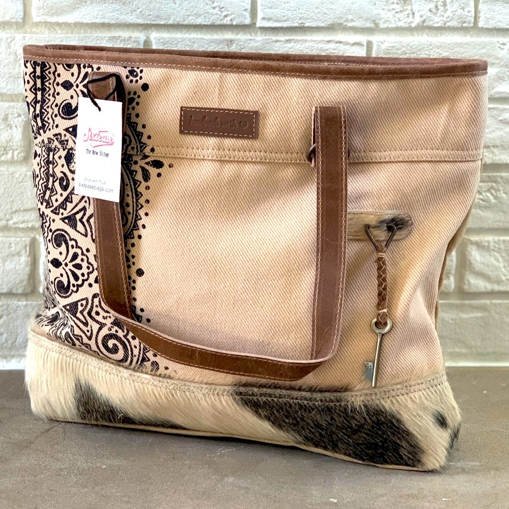 Sixtease Emblem Mandala Canvas Up-cycled Tote Bag